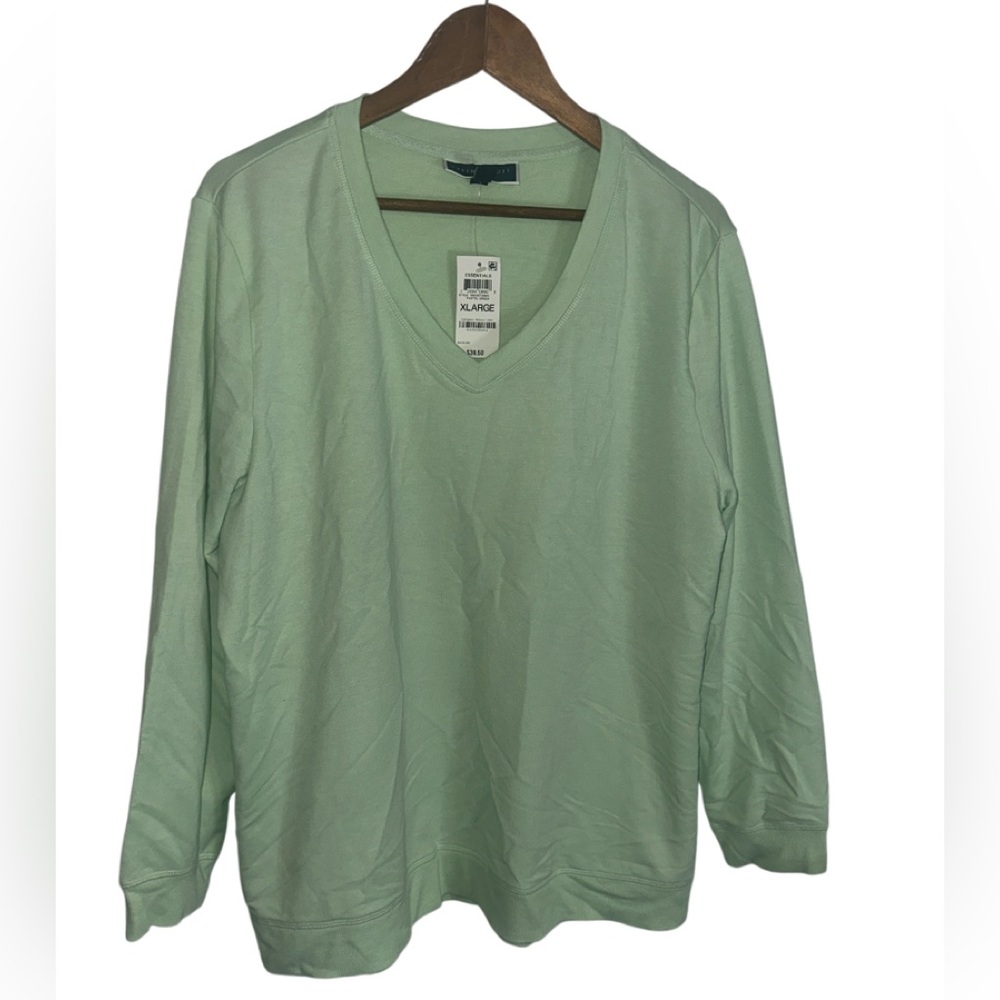 Karen Scott Light Green V-Neck Top